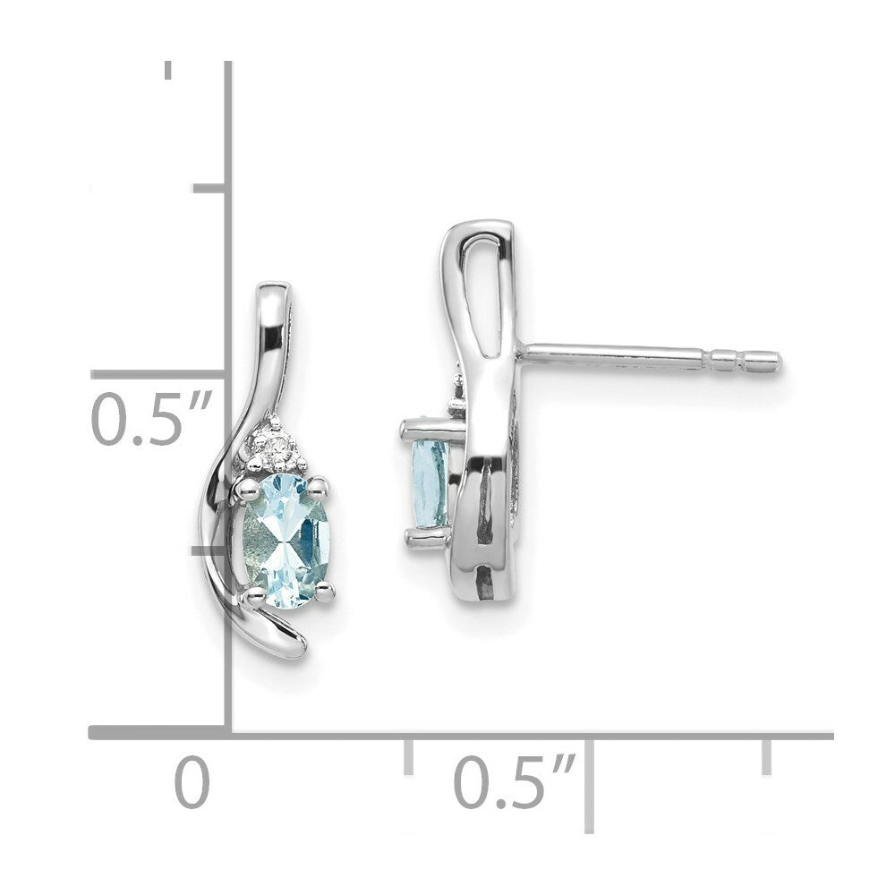 14K White Gold Aquamarine Diamond Earrings