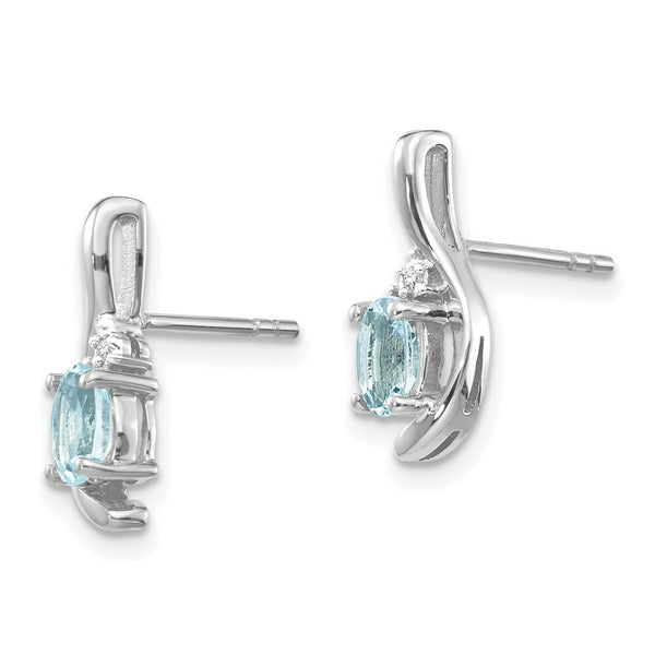14K White Gold Aquamarine Diamond Earrings