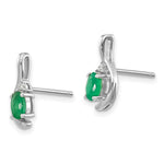 Load image into Gallery viewer, 14K White Gold Emerald Diamond Earrings
