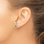Load image into Gallery viewer, 14K White Gold Emerald Diamond Earrings
