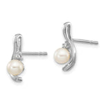 Load image into Gallery viewer, 14K White Gold Genuine Freshwater Cultured Pearl Diamond Earrings
