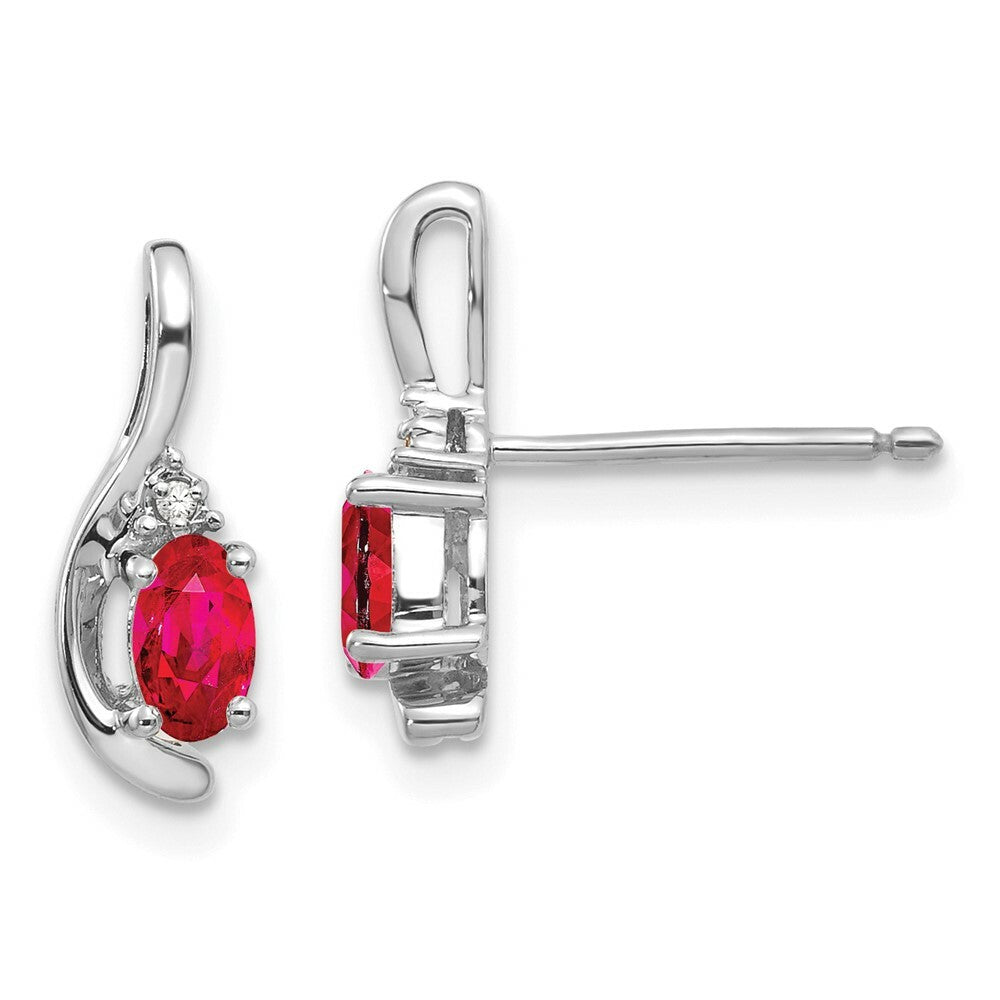 14K White Gold Ruby Diamond Earrings