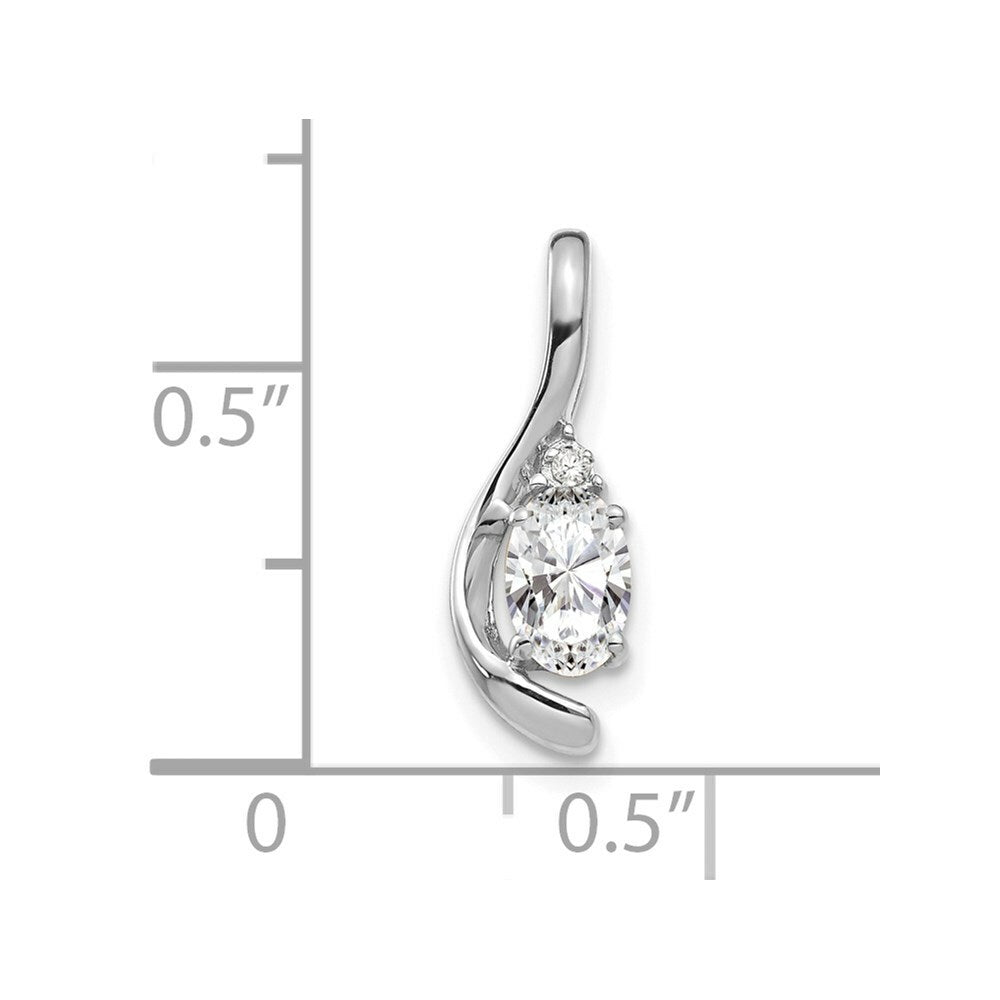 14K White Gold 0.57-Carat Oval White Topaz Diamond Pendant