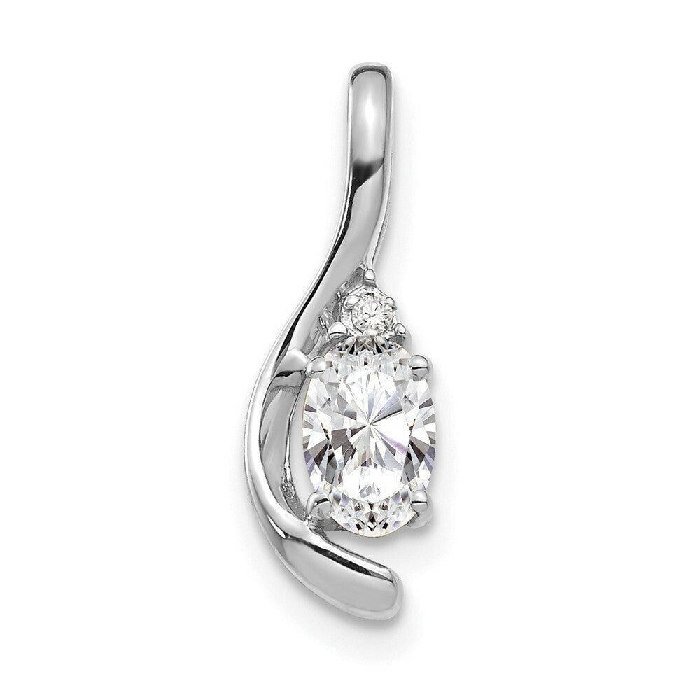 14K White Gold 0.57-Carat Oval White Topaz Diamond Pendant