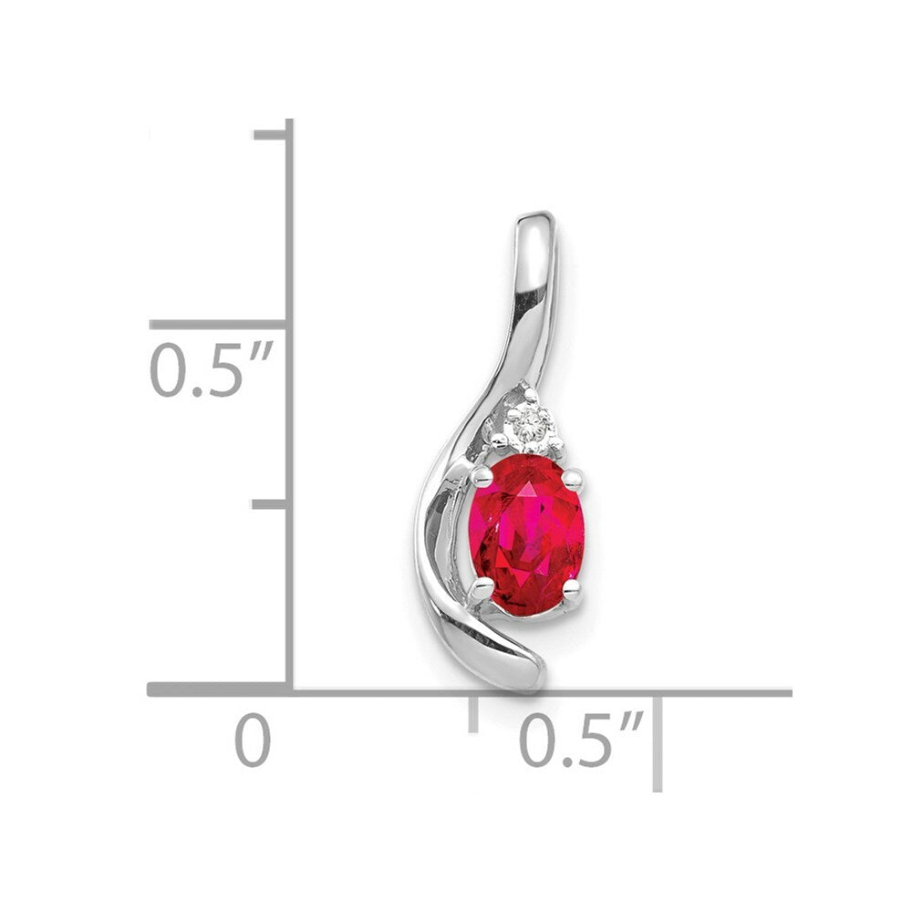 14K White Gold 0.68-Carat Oval Ruby Diamond Pendant