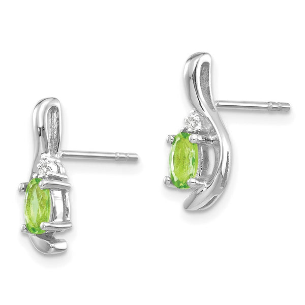 14K White Gold Peridot Diamond Earrings