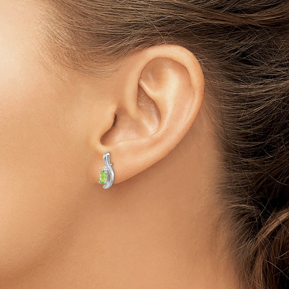 14K White Gold Peridot Diamond Earrings