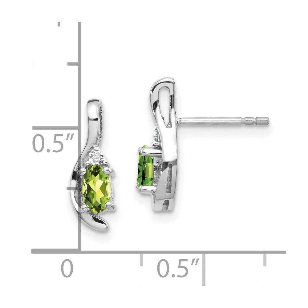 14K White Gold Peridot Diamond Earrings