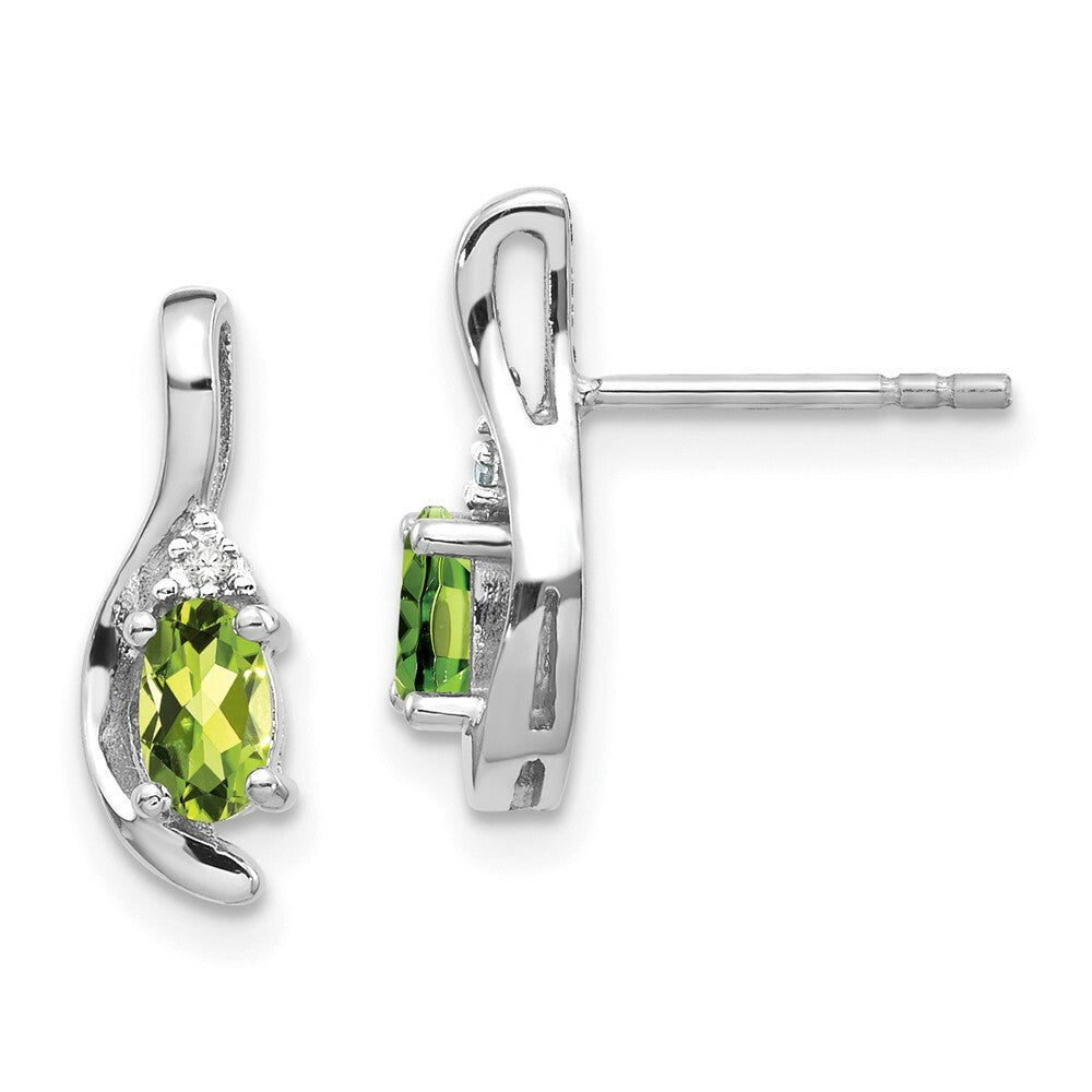 14K White Gold Peridot Diamond Earrings