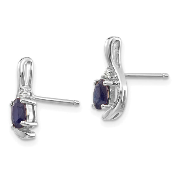 14K White Gold Sapphire Diamond Earrings