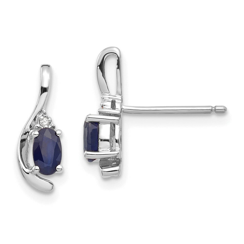 14K White Gold Sapphire Diamond Earrings
