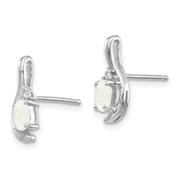 14K White Gold Opal Diamond Earrings
