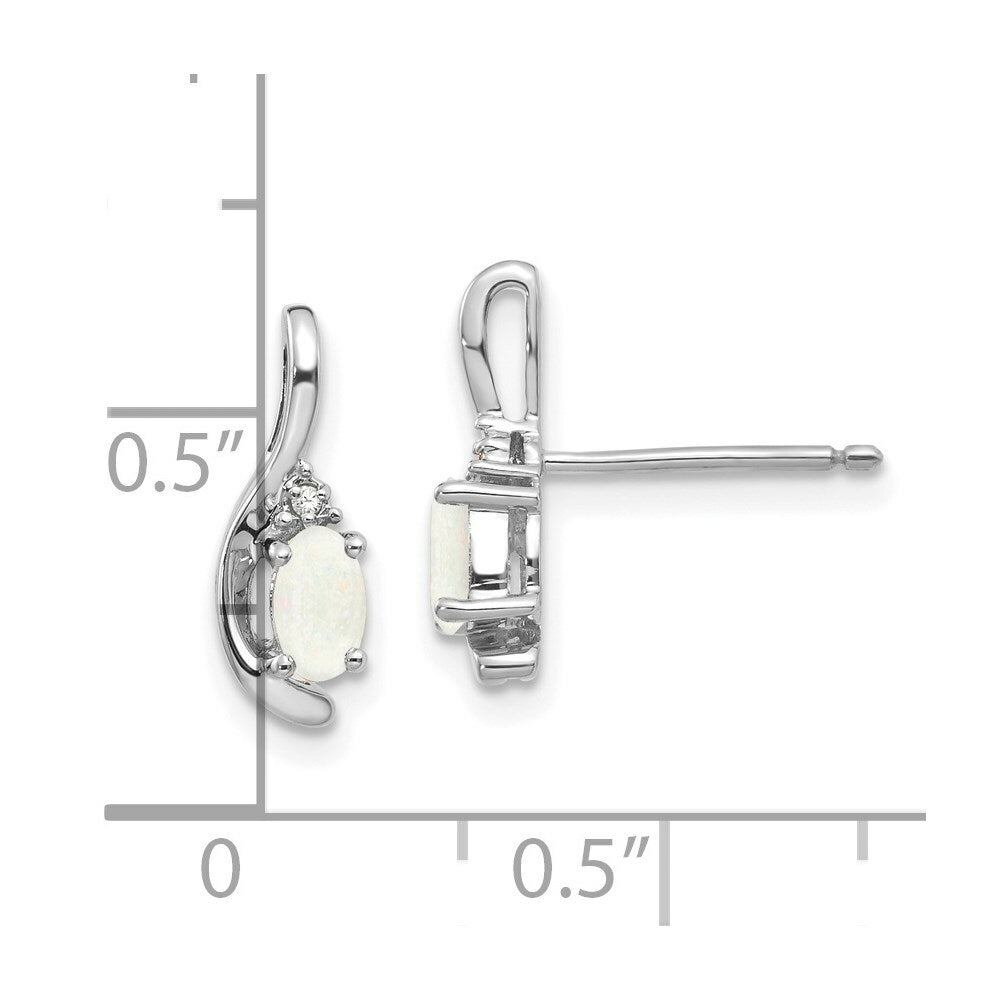 14K White Gold Opal Diamond Earrings
