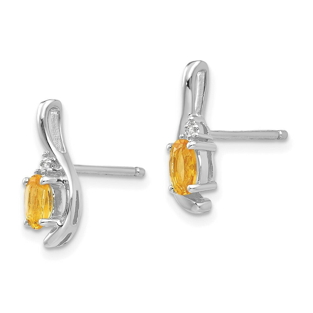 14K White Gold Citrine Diamond Earrings