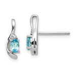 Load image into Gallery viewer, 14K White Gold Oval Blue Topaz Diamond Accent Earrings
