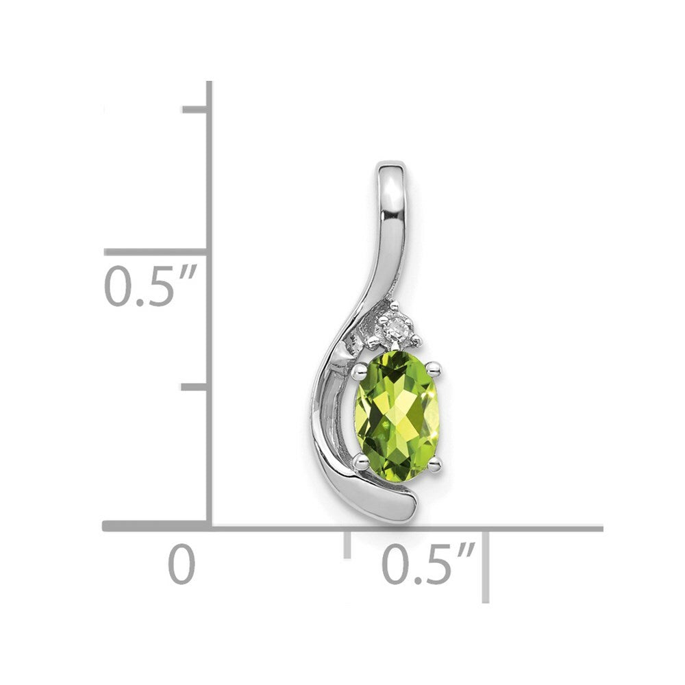 14K White Gold 0.45-Carat Oval Peridot Diamond Pendant