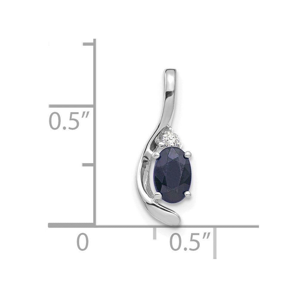 14K White Gold 0.57-Carat Oval Sapphire Diamond Pendant
