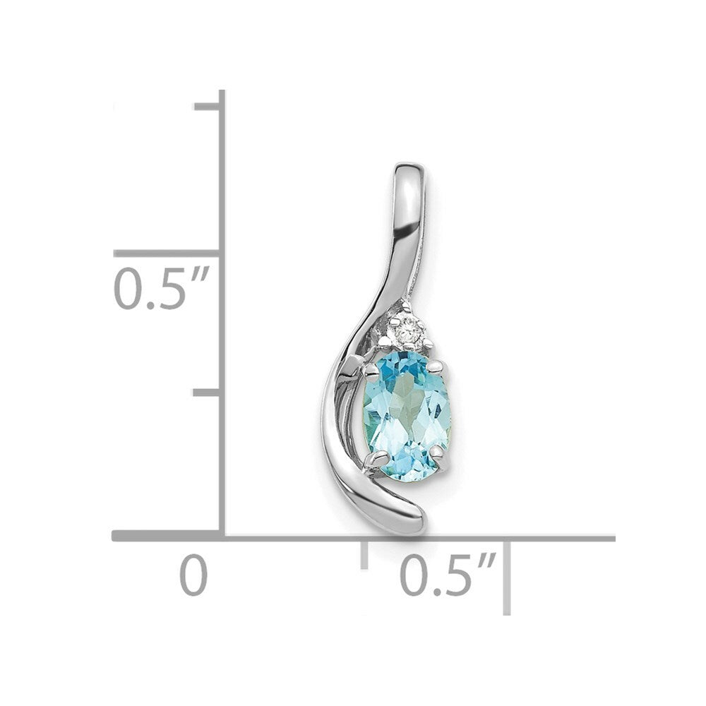 14K White Gold 0.59-Carat Oval Blue Topaz Diamond Pendant