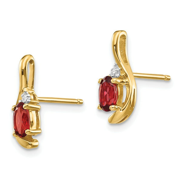 14K Diamond & Garnet Earrings