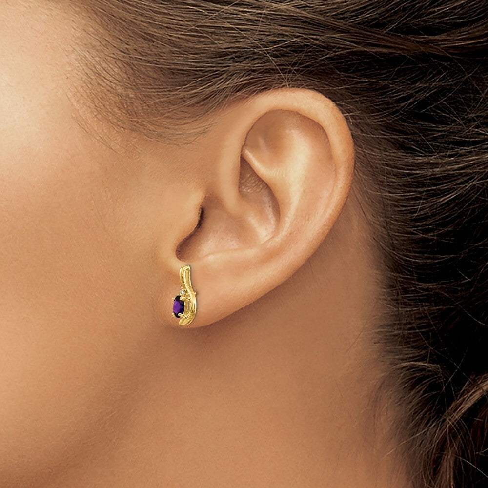 14K Diamond & Amethyst Earrings