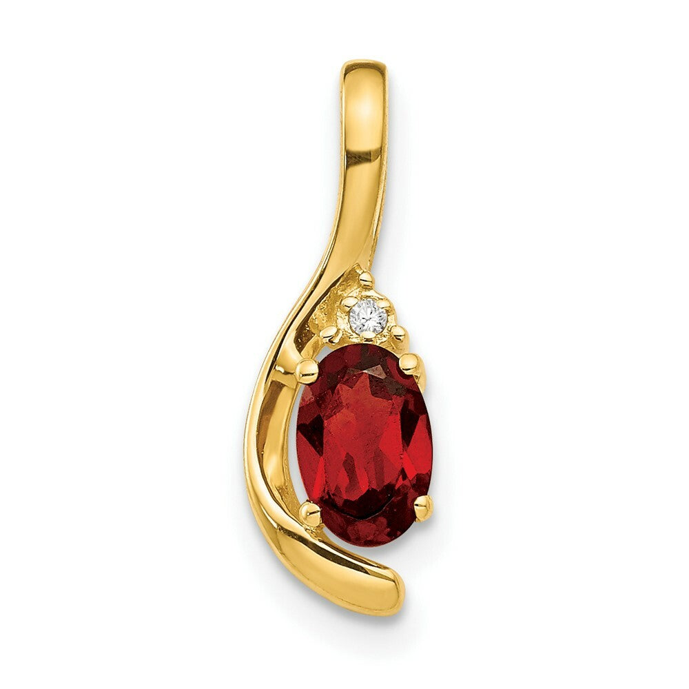 14K Yellow Gold Diamond & 0.54-Carat Oval Garnet Pendant