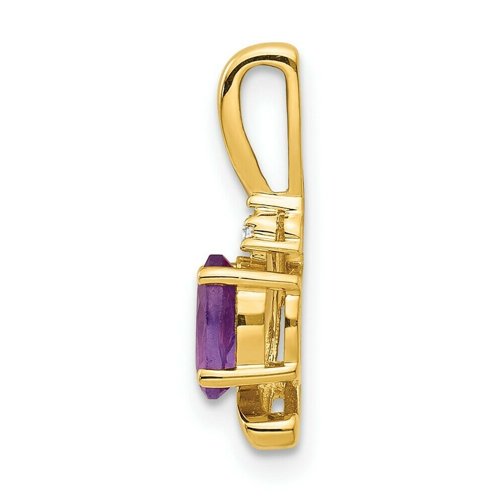 14K Yellow Gold Diamond & 0.42-Carat Oval Amethyst Pendant