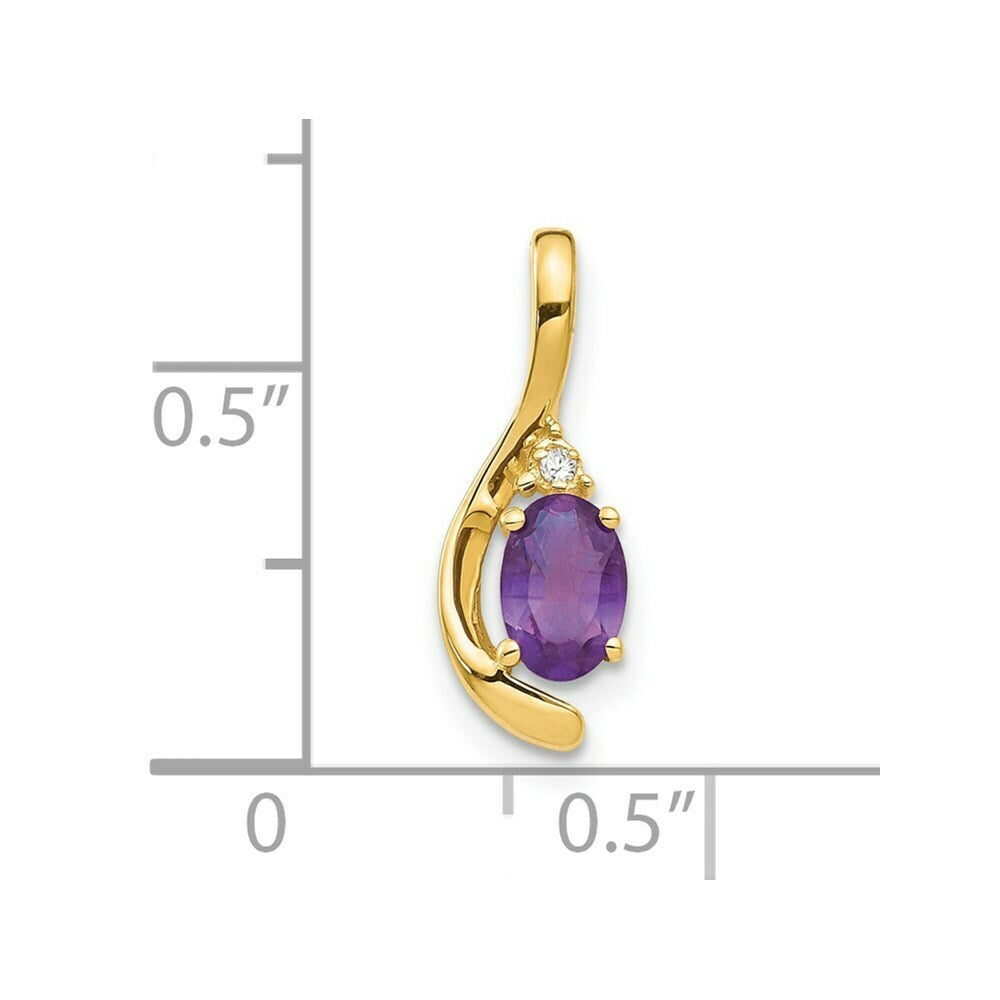 14K Yellow Gold Diamond & 0.42-Carat Oval Amethyst Pendant