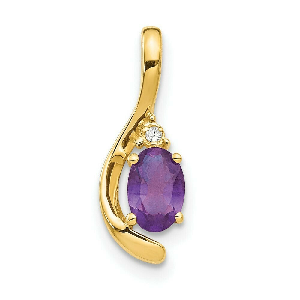 14K Yellow Gold Diamond & 0.42-Carat Oval Amethyst Pendant