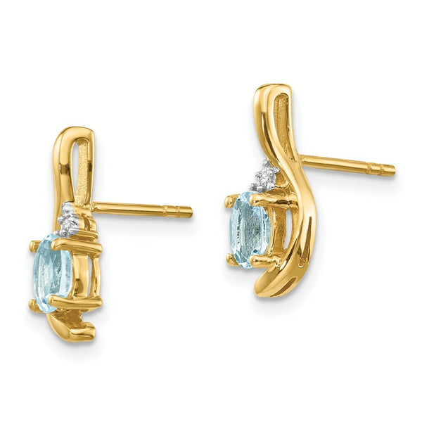 14K Diamond & Aquamarine Earrings