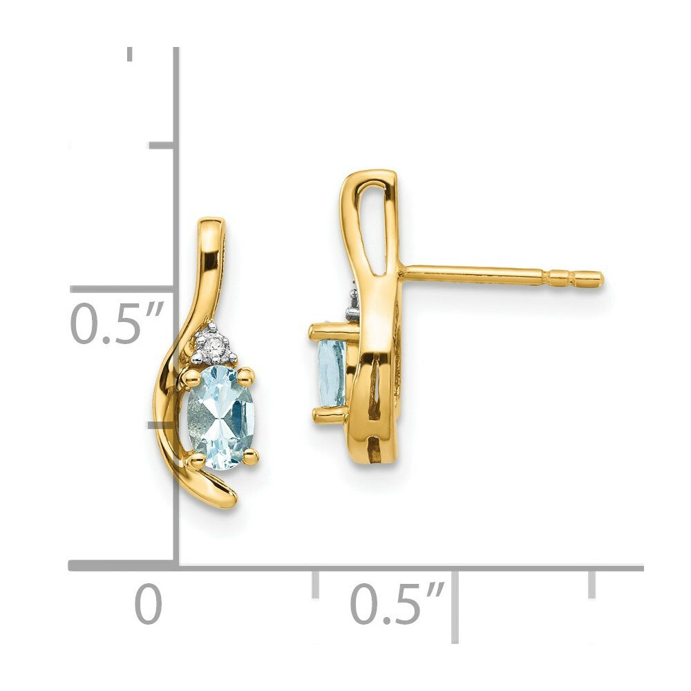 14K Diamond & Aquamarine Earrings