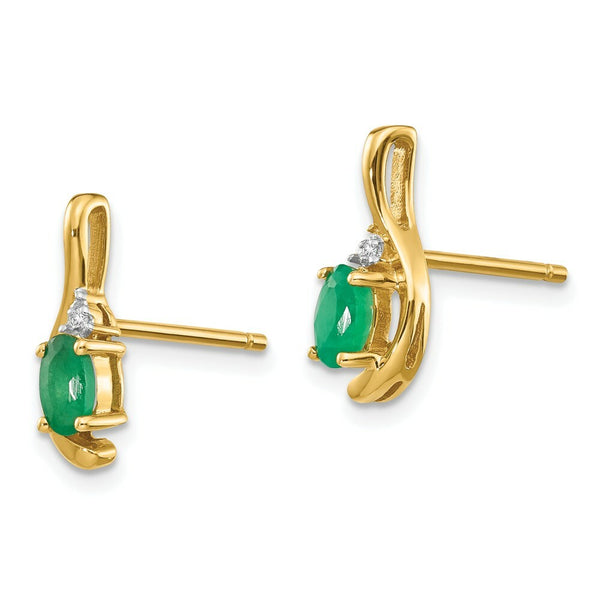 14K Diamond & Emerald Earrings