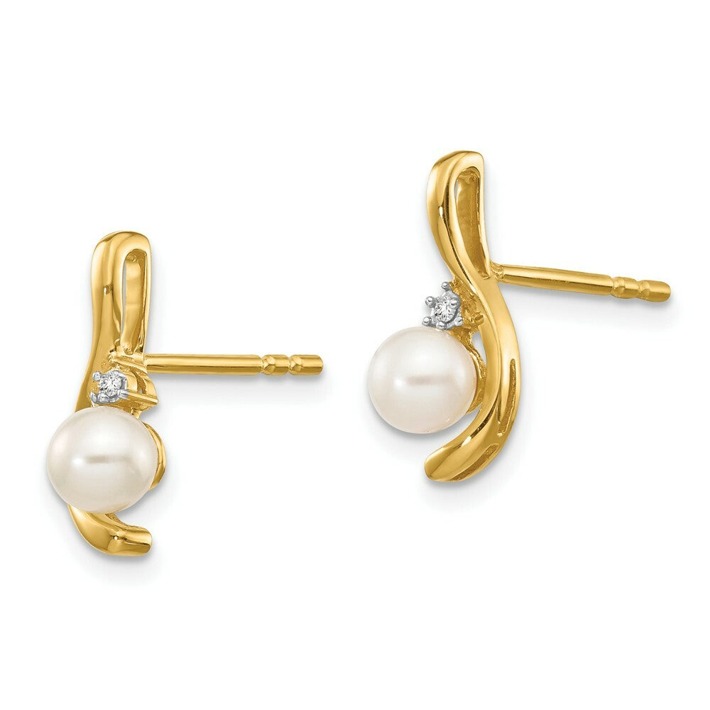 14K Diamond & Freshwater Cultured Pearl Earrings