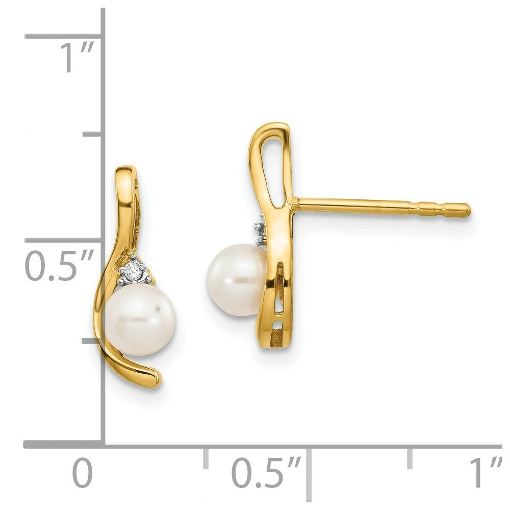 14K Diamond & Freshwater Cultured Pearl Earrings