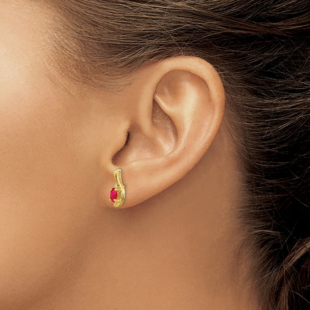 14K Diamond & Ruby Earrings