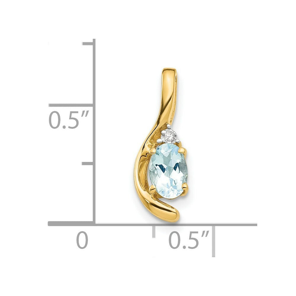 14K Yellow Gold Diamond & 0.38-Carat Oval Aquamarine Pendant
