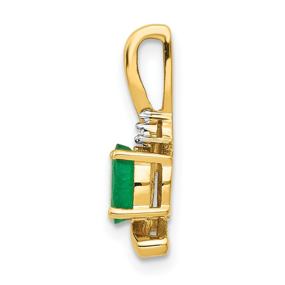 14K Yellow Gold Diamond & 0.37-Carat Oval Emerald Pendant