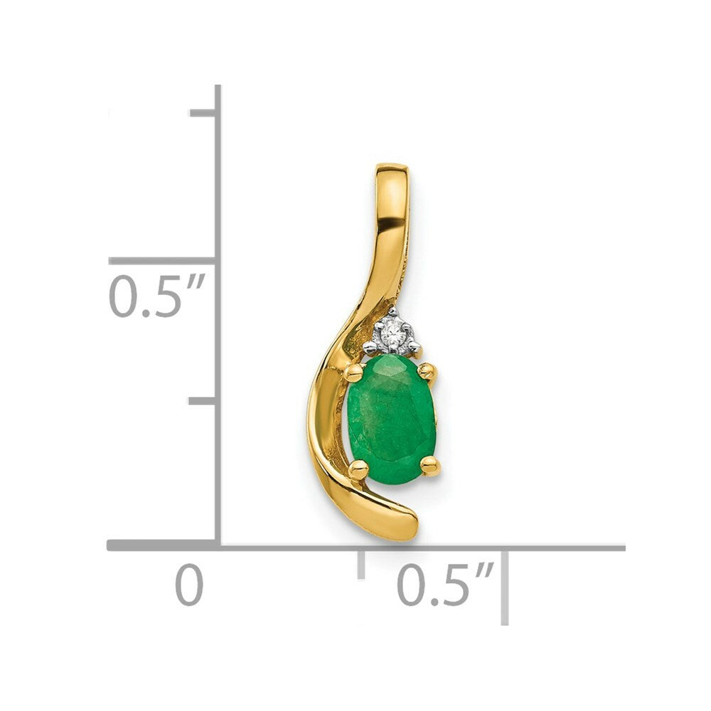 14K Yellow Gold Diamond & 0.37-Carat Oval Emerald Pendant