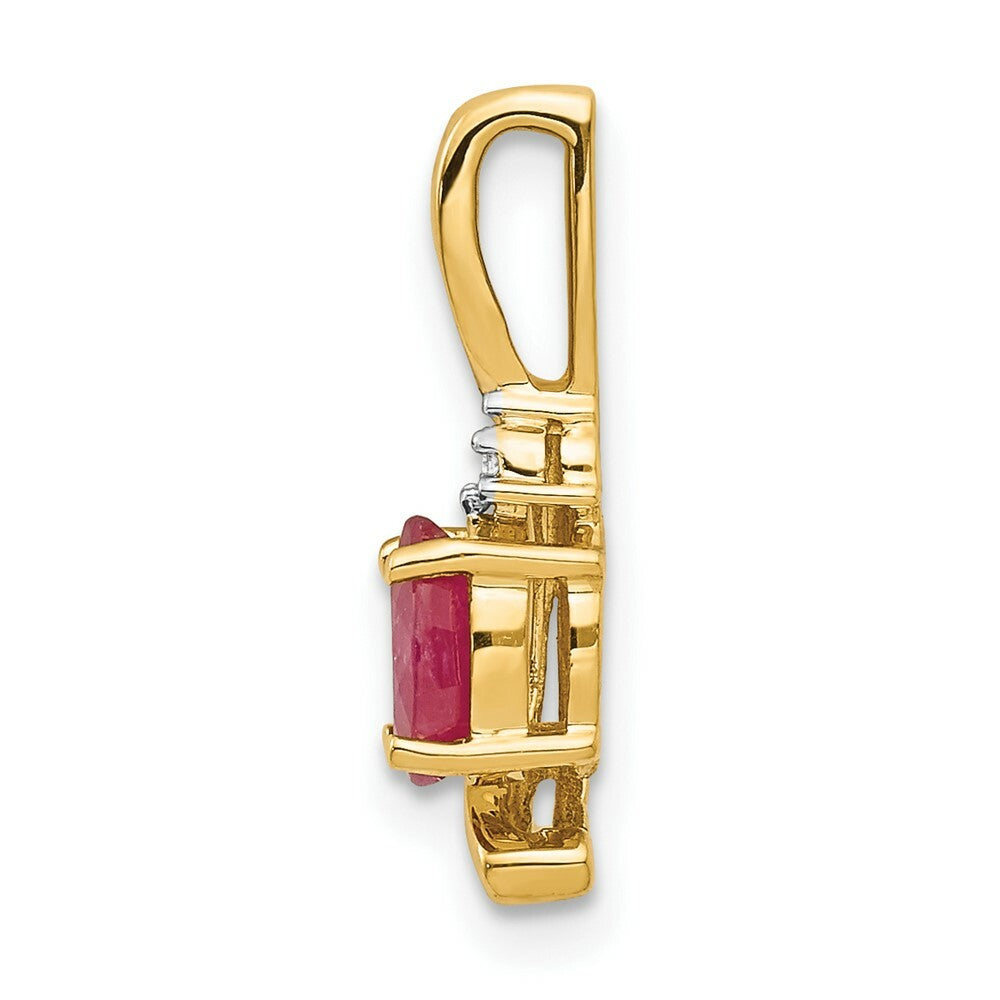 14K Yellow Gold Diamond & 0.45-Carat Oval Ruby Pendant