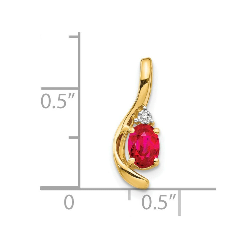 14K Yellow Gold Diamond & 0.45-Carat Oval Ruby Pendant