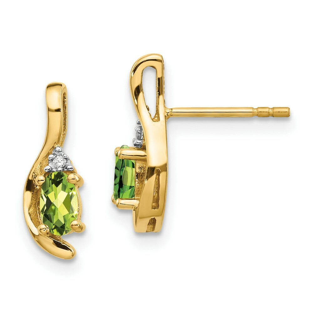 14K Diamond & Peridot Earrings