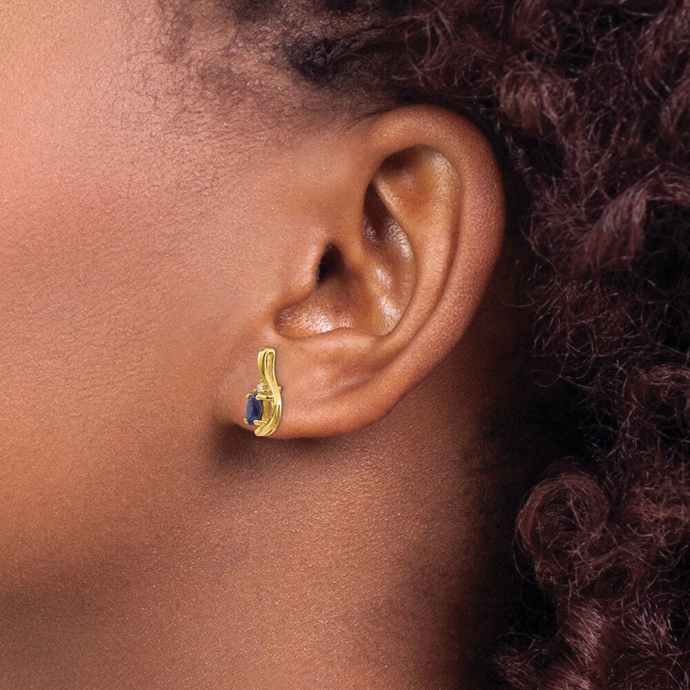 14K Diamond & Sapphire Earrings