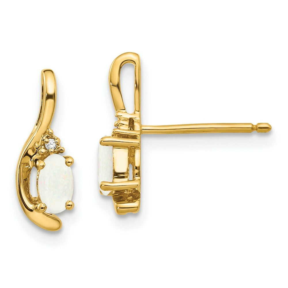 14K Diamond & Opal Earrings