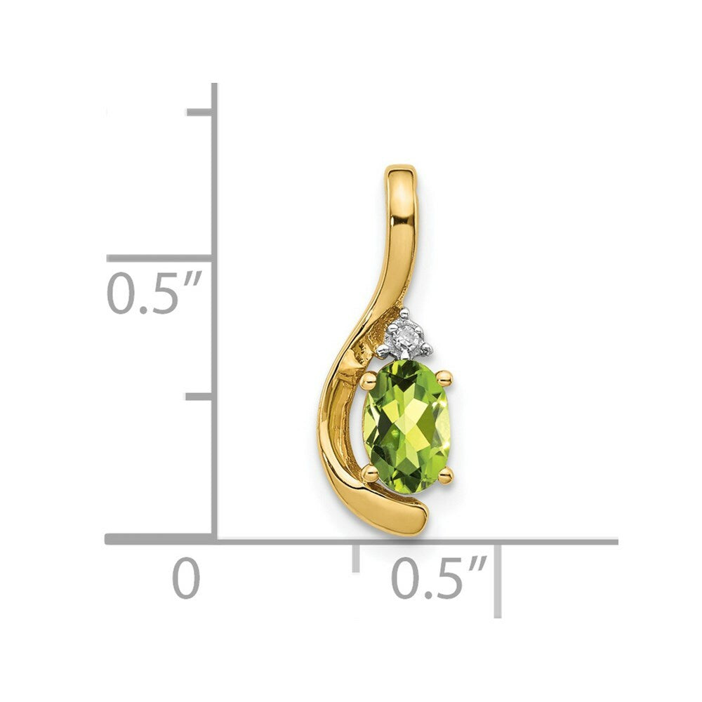14K Yellow Gold Diamond & 0.47-Carat Oval Peridot Pendant