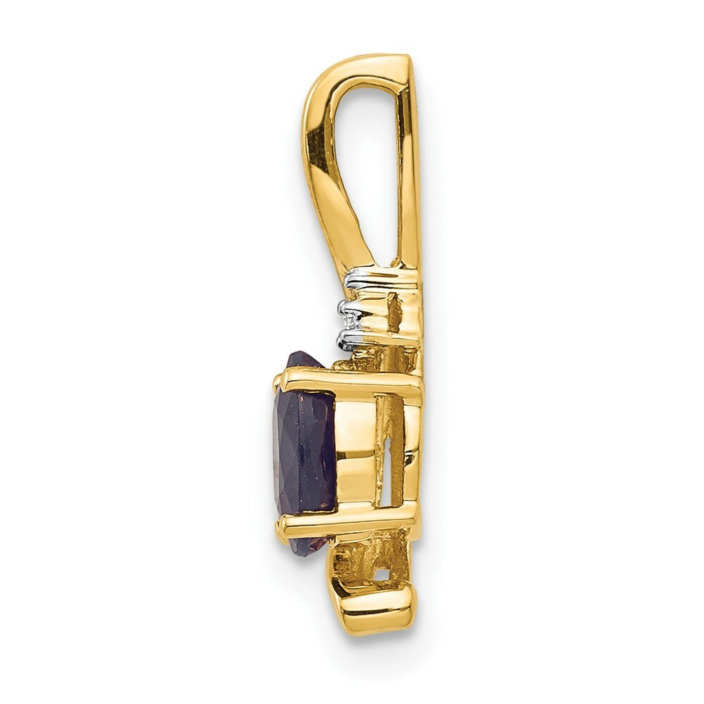 14K Yellow Gold Diamond & 0.56-Carat Oval Sapphire Pendant