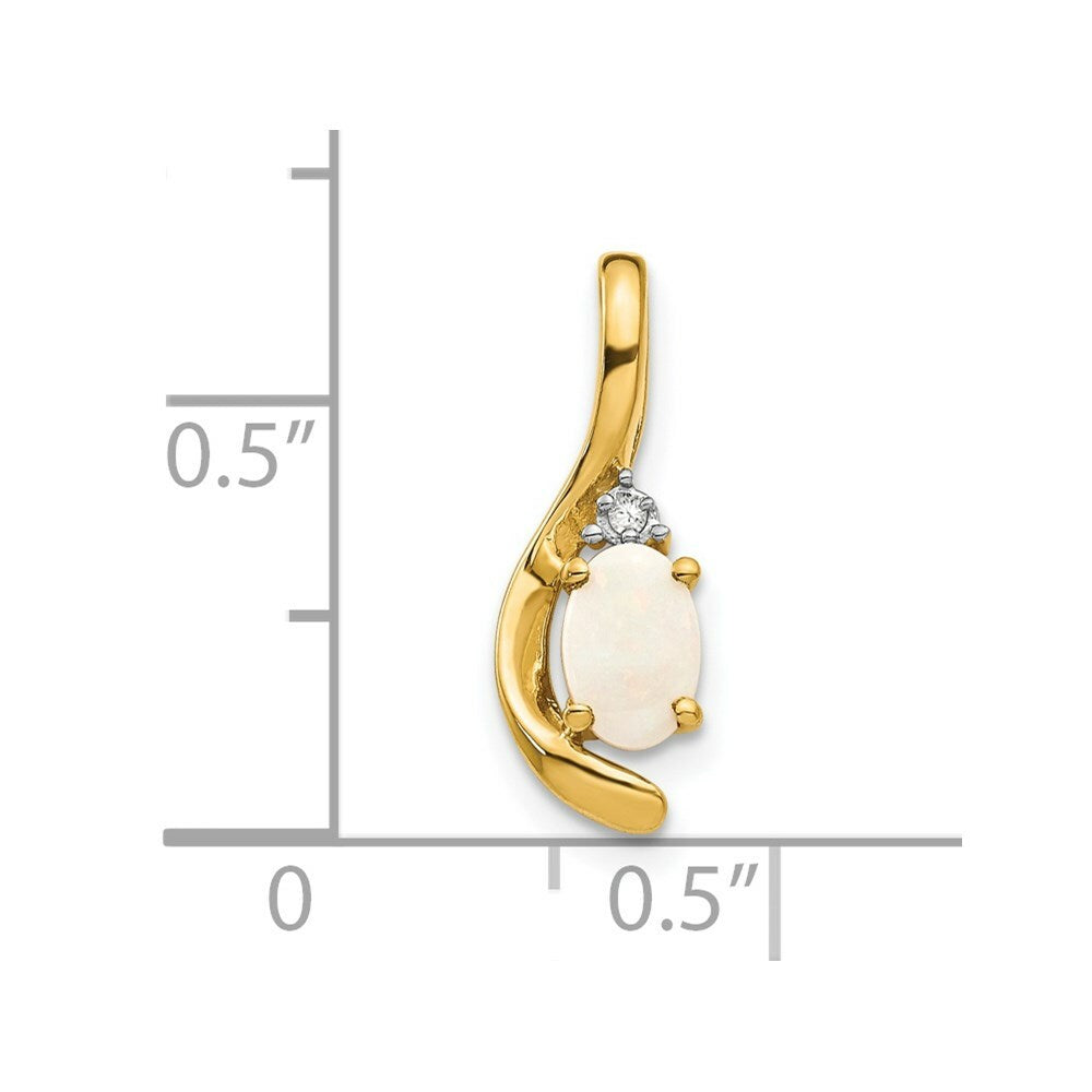 14K Yellow Gold Diamond & 0.28-Carat Oval Opal Pendant
