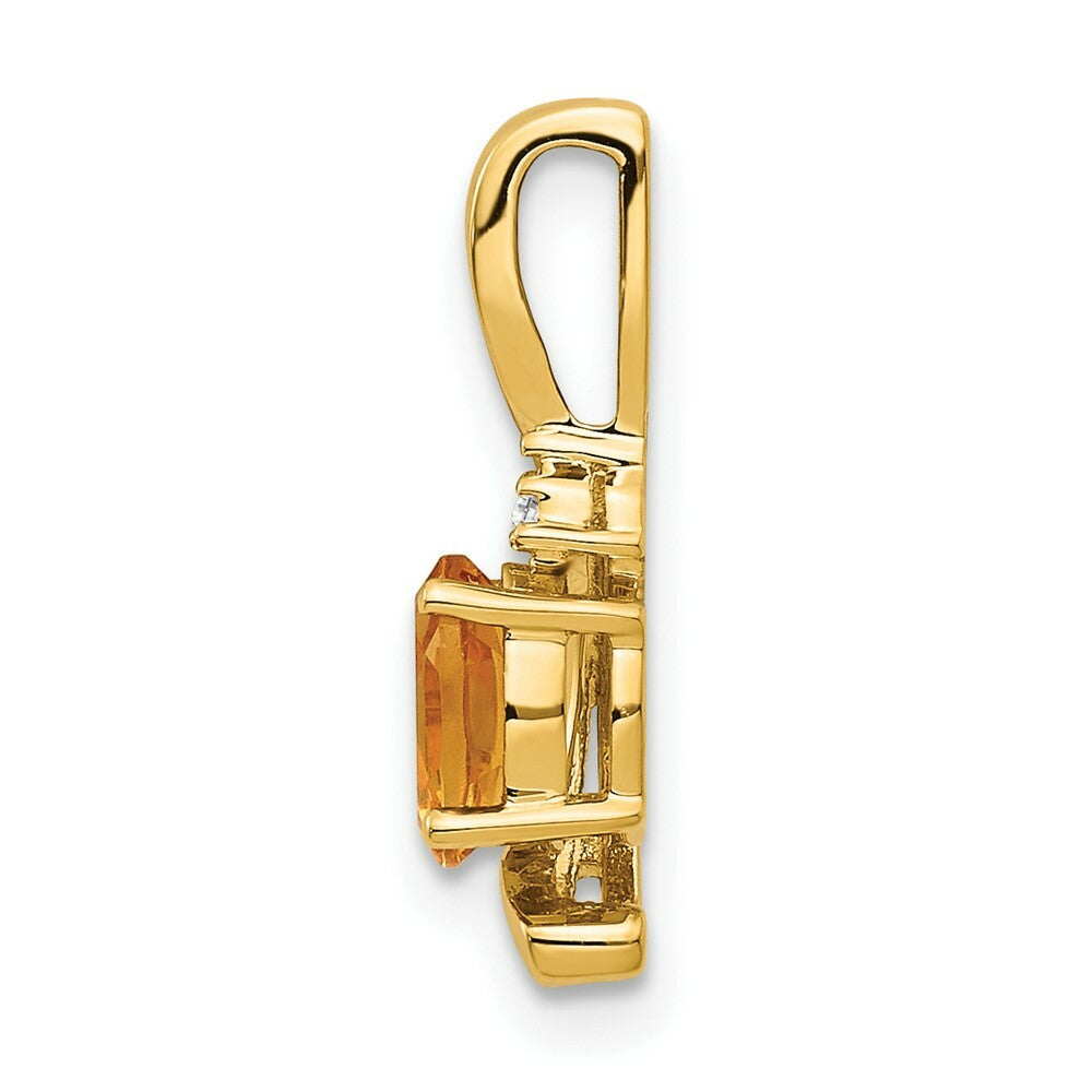 14K Yellow Gold Diamond & 0.35-Carat Oval Citrine Pendant