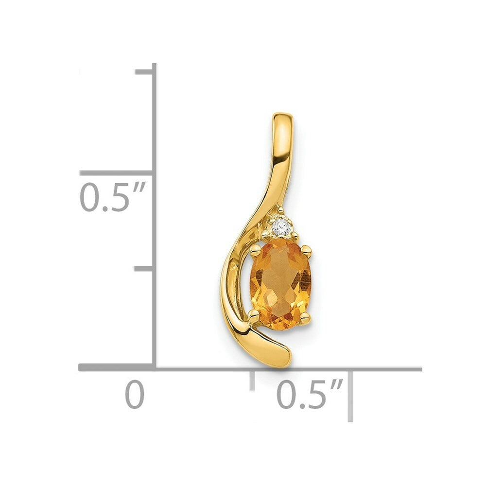 14K Yellow Gold Diamond & 0.35-Carat Oval Citrine Pendant