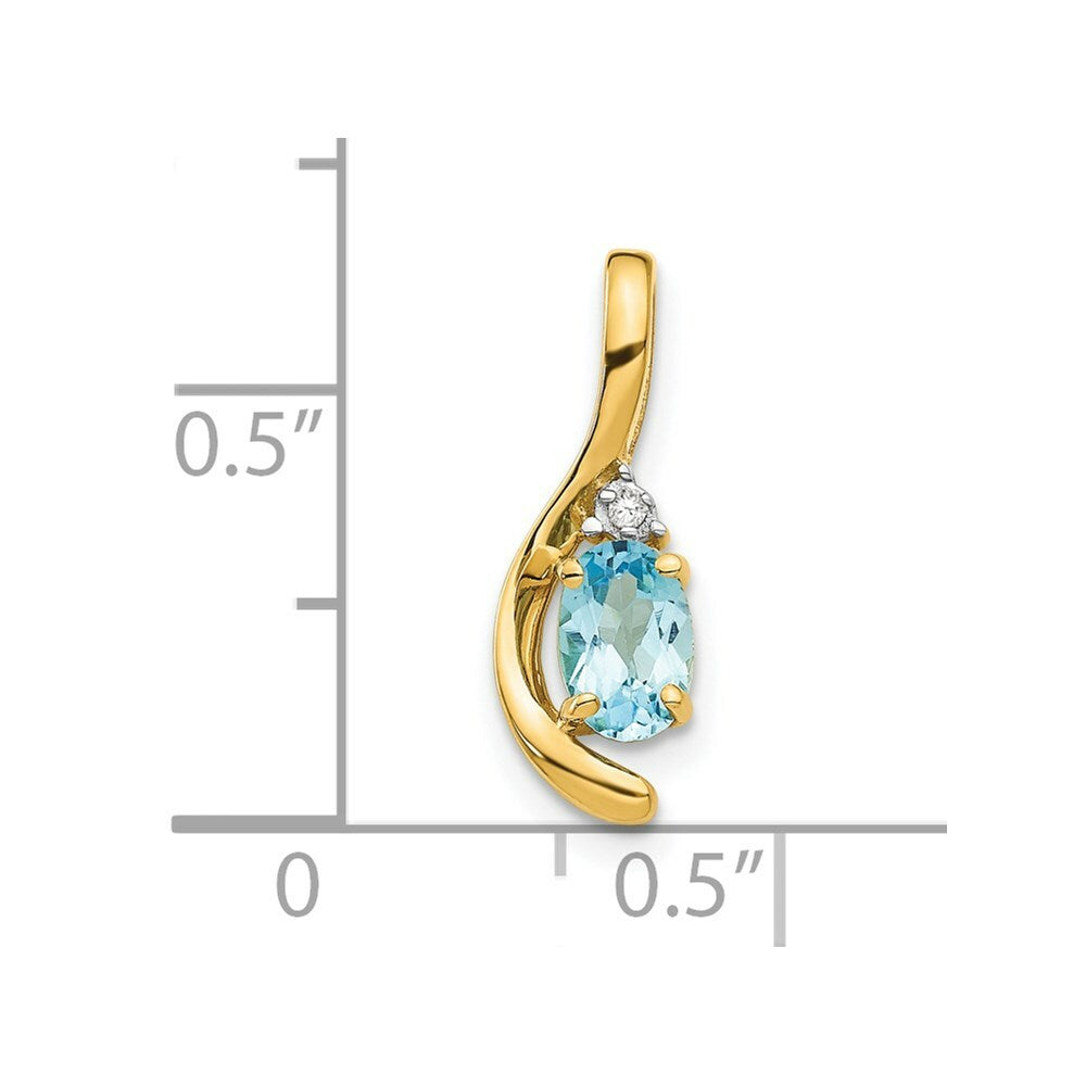 14K Yellow Gold Diamond & 0.57-Carat Oval Blue Topaz Pendant