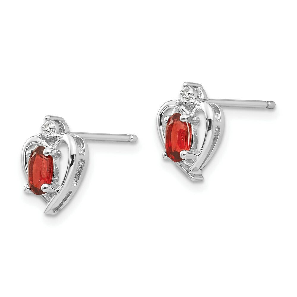 14K White Gold Garnet Diamond Earrings