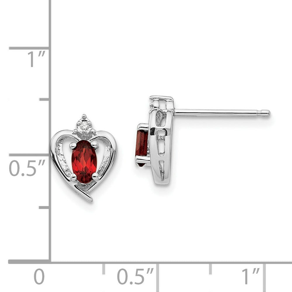 14K White Gold Garnet Diamond Earrings